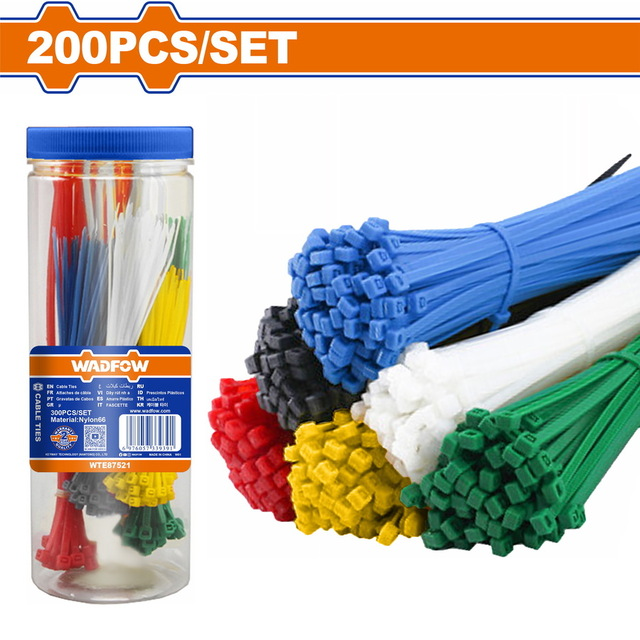 WTE85521 WADFOW Cable ties 200pcs علبه حزام ربط
