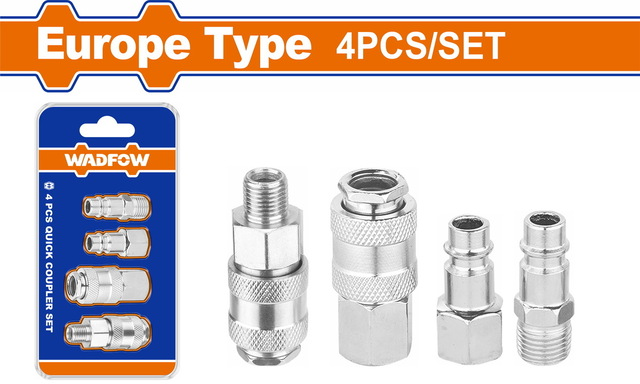 طقم وصلات هوا WADFOW 4 Pcs air coupler and plug set 1/4" (WQP4670)