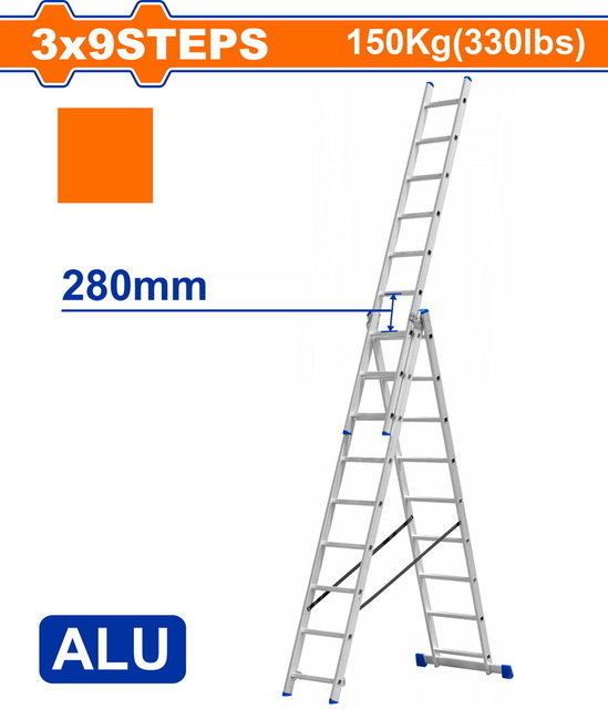 سلم الومنيوم مجوز مع فرده طايره WADFOW 3 Section extension ladder اقصي ارتفاع ٥.٨متر WLD6H39