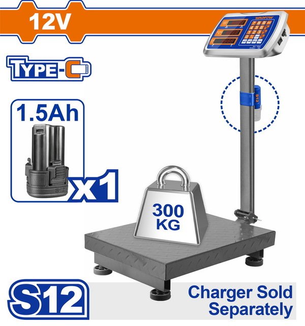 ميزان 300 كيلو وادفو ببطاريه خارجيه 12 فولت WEC1303 Cordless scale